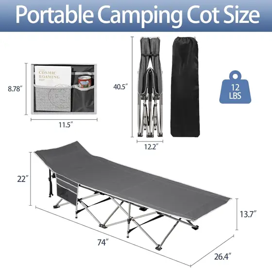 Portable Camping Cot with Mattress,… — Photo 2