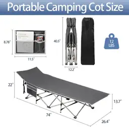 Portable Camping Cot with Mattress,… — Photo 2