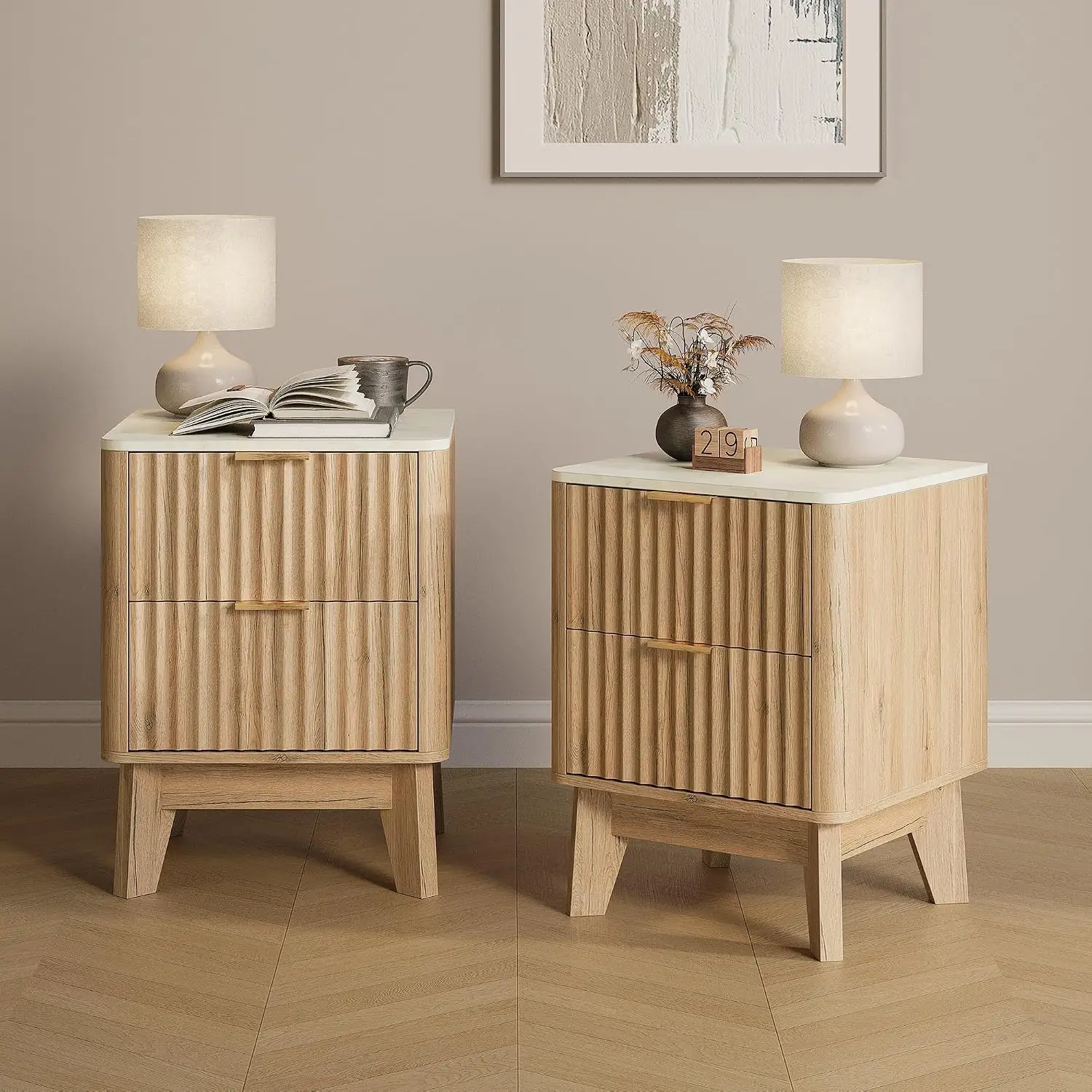 Fluted Nightstand Set of 2… — Photo 1