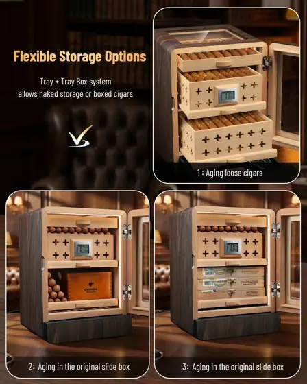 Flauno 100-Count Cigar Humidor Cabinet… — Photo 3