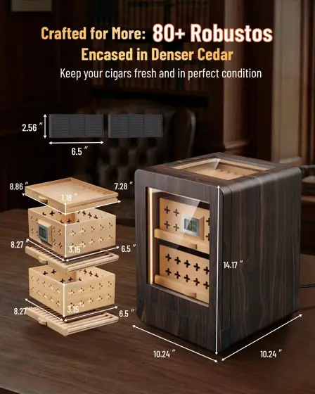 Flauno 100-Count Cigar Humidor Cabinet… — Photo 4