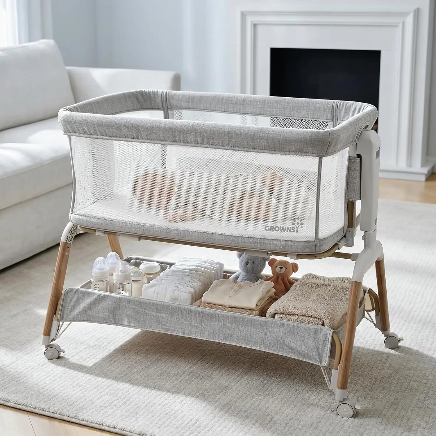 GROWNSY 5-in-1 Baby Bassinet Bedside… — Photo 1