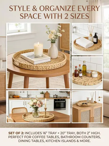 2 Pack Round Wicker Ottoman… — Photo 3