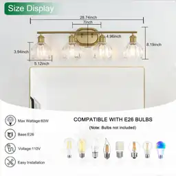 4-Light Bathroom Light Fixture Brushed… — Photo 2