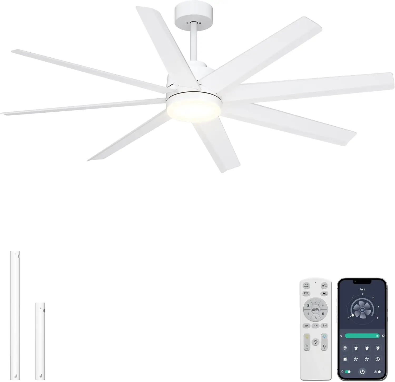 Ohniyou 60" White Ceiling Fan… — Photo 1