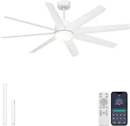 Ohniyou 60" White Ceiling Fan… — Photo 1
