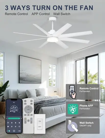 Ohniyou 60" White Ceiling Fan… — Photo 2