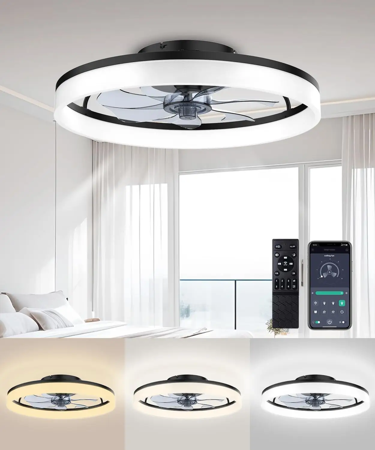 20" Modern Low-Profile Ceiling Fan… — Photo 1