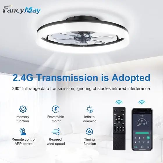 20" Modern Low-Profile Ceiling Fan… — Photo 3