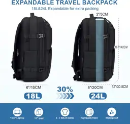 BAGOK Carry-On Travel Backpack, Expandable… — Photo 3