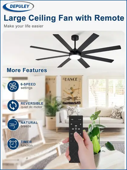 Depuley 66" Ceiling Fan with… — Photo 3
