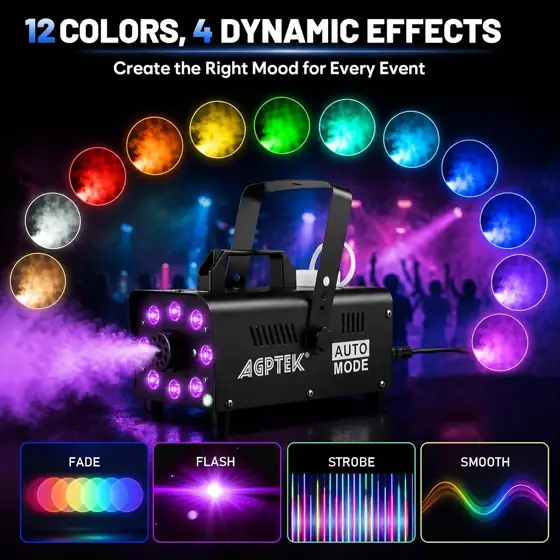 AGPTEK Fog Machine, 12 Colors,… — Photo 2