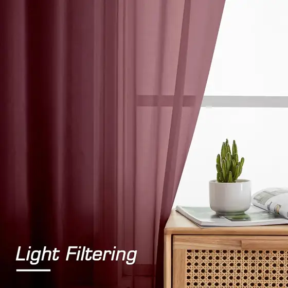 Simplebrand Burgundy Red Sheer Curtains,… — Photo 3