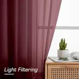 Simplebrand Burgundy Red Sheer Curtains,… — Photo 3