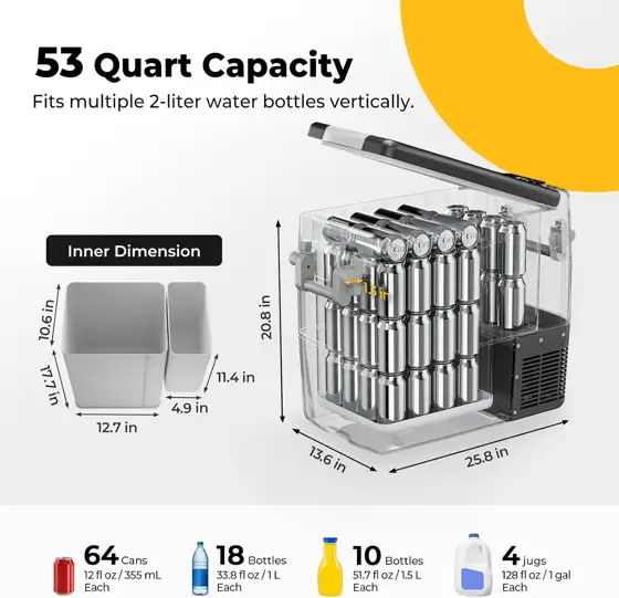 BougeRV 12V Refrigerator 53 Quart,… — Photo 4