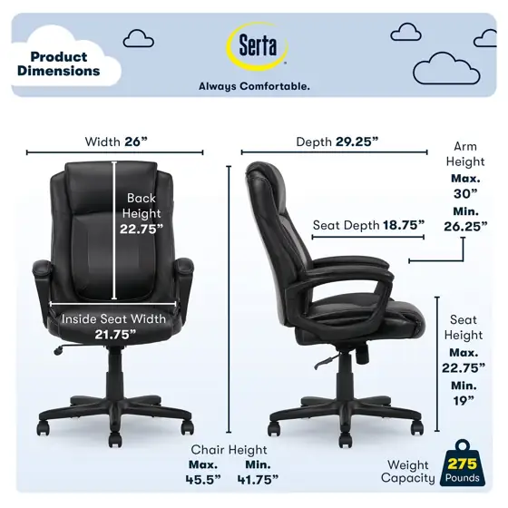 Serta Mid-Back Office Chair With… — Photo 2