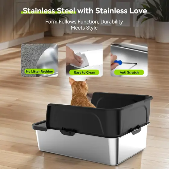Stainless Steel Litter Box, Large… — Photo 2