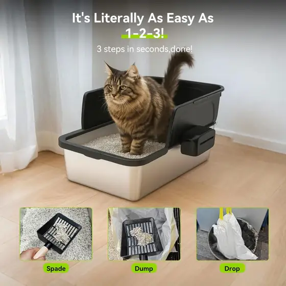 Stainless Steel Litter Box, Large… — Photo 4