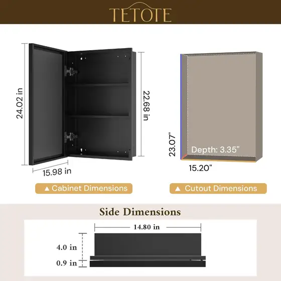TETOTE Medicine Cabinet Mirror 16x24… — Photo 2