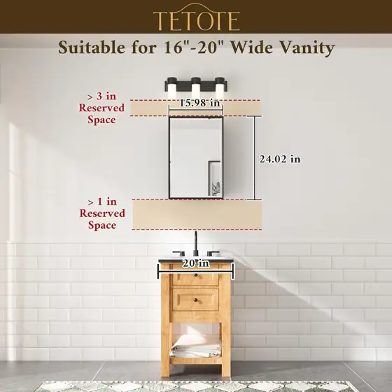 TETOTE Medicine Cabinet Mirror 16x24… — Photo 3