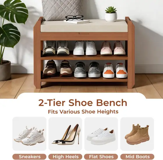 27.6" Entryway Shoe Rack Bench… — Photo 3