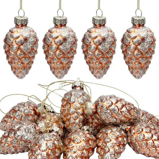 12 Pcs Christmas Pinecone Glass… — Photo 1