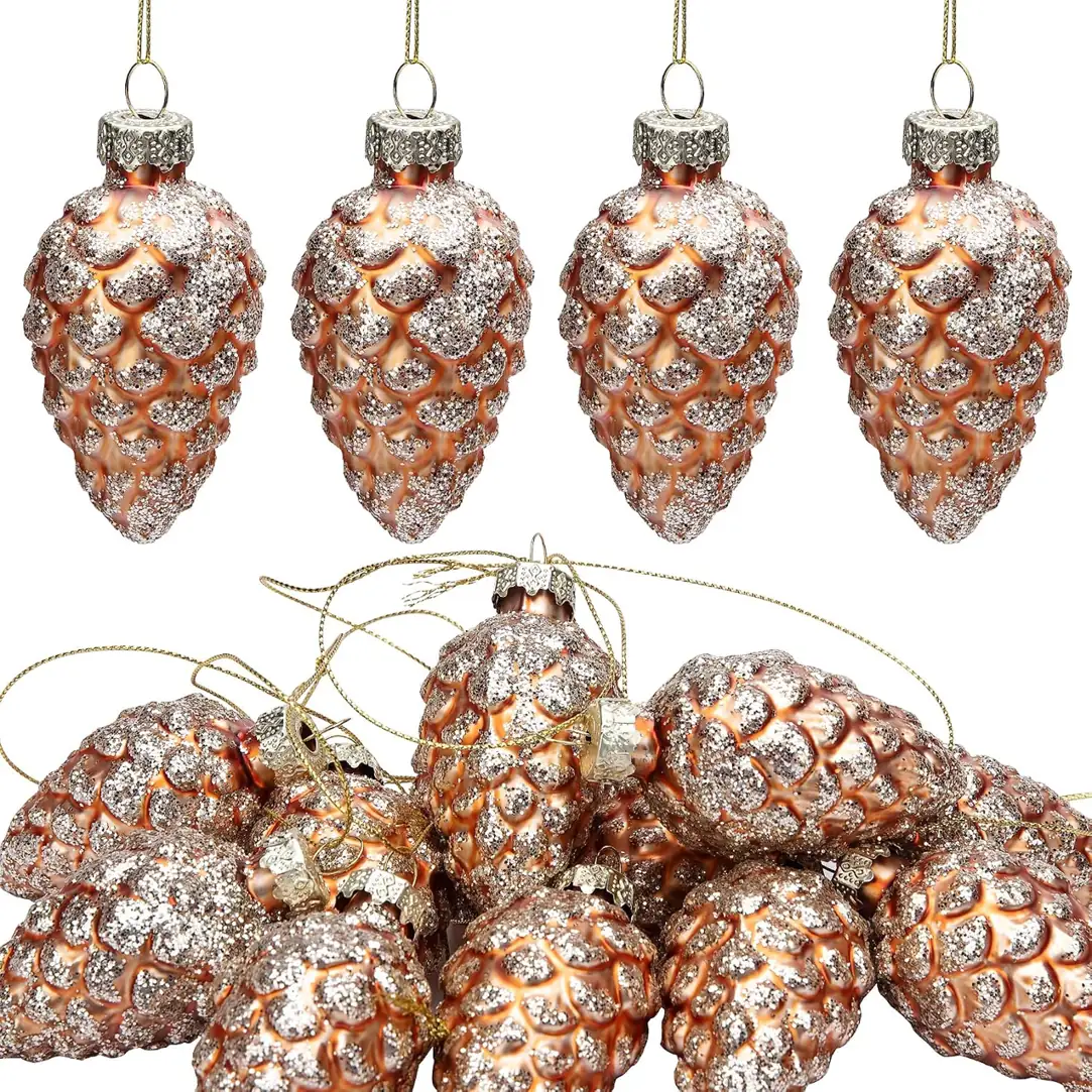 12 Pcs Christmas Pinecone Glass… — Photo 1