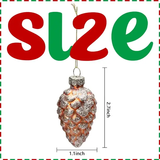 12 Pcs Christmas Pinecone Glass… — Photo 2