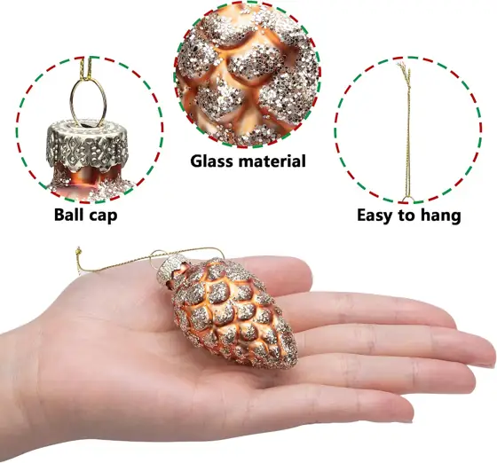 12 Pcs Christmas Pinecone Glass… — Photo 3