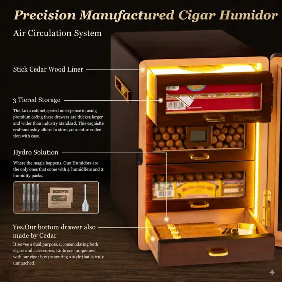 200-Count Ebony Cigar Humidor Cabinet… — Photo 3