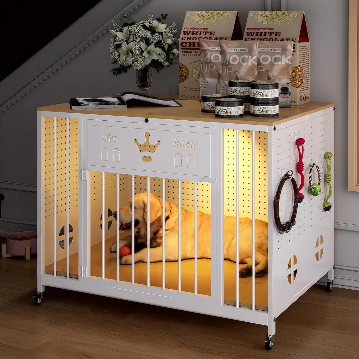 31.5" Iron Pegboard Dog Crate… — Photo 1