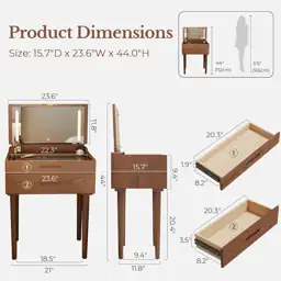 Muwuele Solid Wood Vanity Desk… — Photo 2