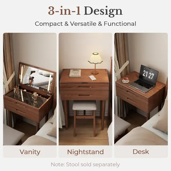 Muwuele Solid Wood Vanity Desk… — Photo 3