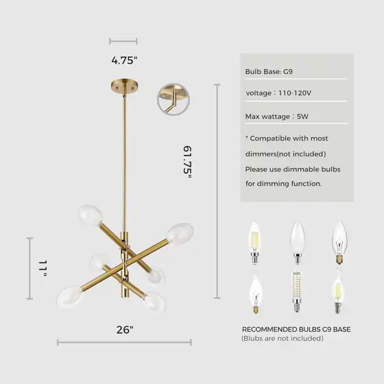 ocioc Gold Sputnik Chandelier 6-Light,… — Photo 3