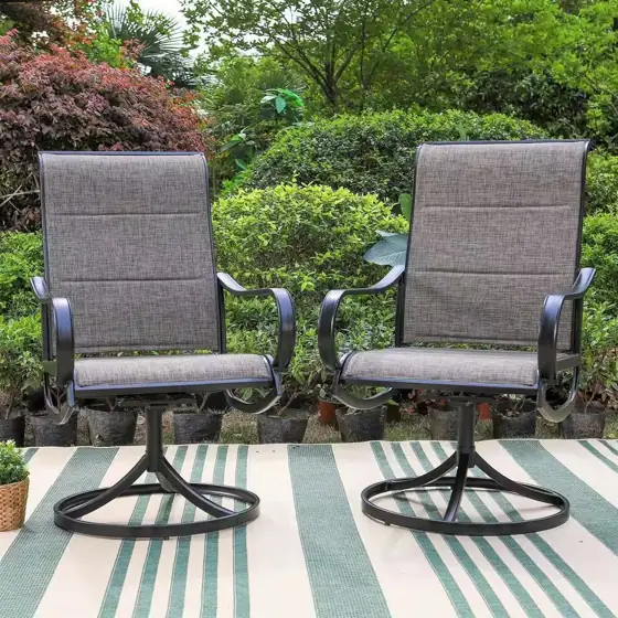 Black Swivel Padded Textilene Metal… — Photo 1