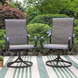 Black Swivel Padded Textilene Metal… — Photo 1