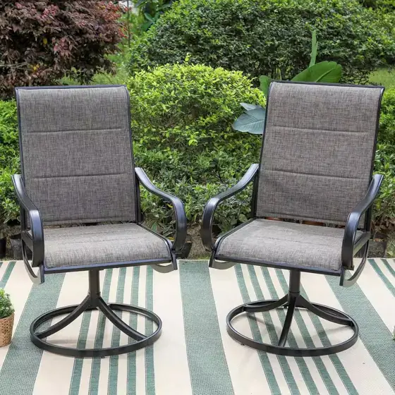 Black Swivel Padded Textilene Metal… — Photo 2