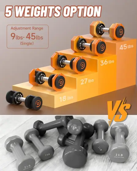 Adjustable Dumbbells Set 22.5 lb,… — Photo 3