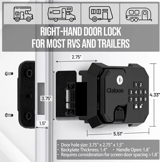 Clatoon RV Keyless Entry Door… — Photo 2