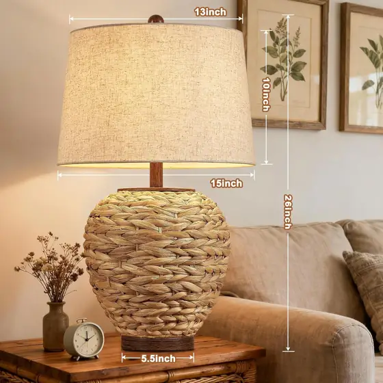 26" Rattan Table Lamp, Farmhouse… — Photo 2