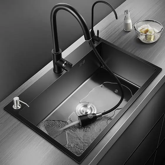 ARTLINE Black Kitchen Sink, Stainless… — Photo 2