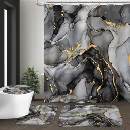 NBVKO 4-Pcs Black Marble Shower… — Photo 1