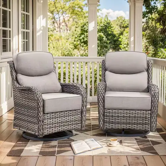MoonLuxe Gray Swivel Glider Wicker… — Photo 1