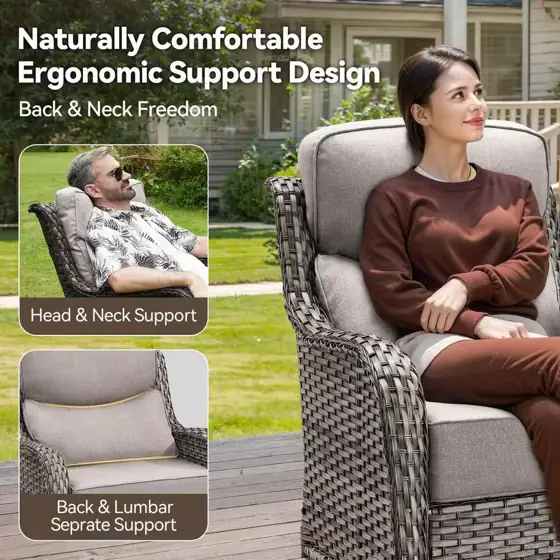 MoonLuxe Gray Swivel Glider Wicker… — Photo 2