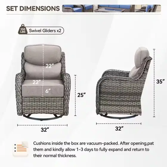 MoonLuxe Gray Swivel Glider Wicker… — Photo 3