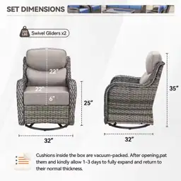 MoonLuxe Gray Swivel Glider Wicker… — Photo 3