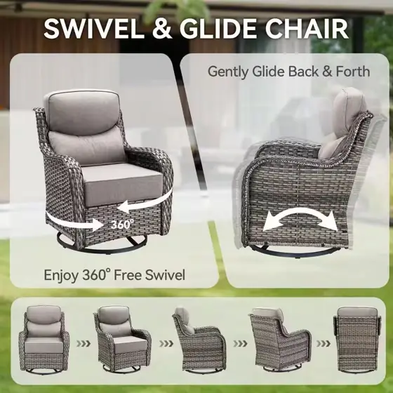 MoonLuxe Gray Swivel Glider Wicker… — Photo 4