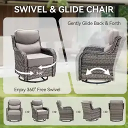 MoonLuxe Gray Swivel Glider Wicker… — Photo 4