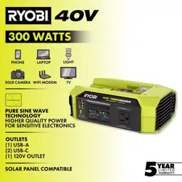 RYOBI 40V 300-Watt Portable Battery… — Photo 2