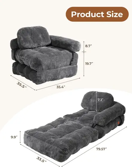 Folding Sofa Bed, L-Shaped Couch… — Photo 2